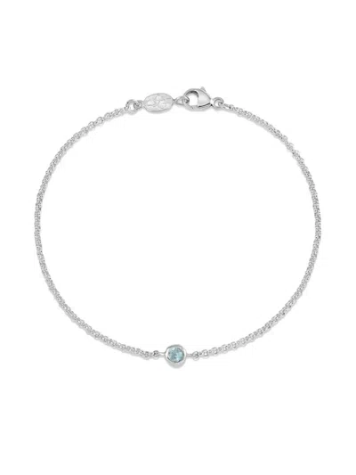 DOWER & HALL SINGLE-AQUAMARINE DEWDROP CHAIN BRACELET