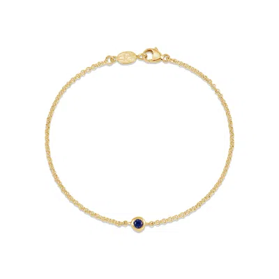 Dower & Hall Single Blue Sapphire Dewdrop Chain Bracelet In Gold