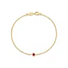 Dower & Hall Single Ruby Dewdrop Chain Bracelet In Gold