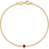 Dower & Hall Single Ruby Dewdrop Chain Bracelet In Gold