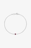 Dower & Hall Single Ruby Dewdrop Chain Bracelet In Metallic