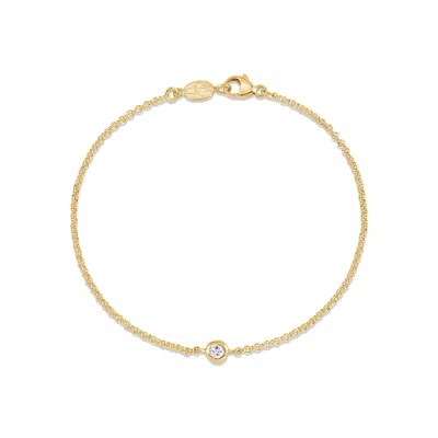 Dower & Hall Single White Sapphire Dewdrop Chain Bracelet In Gold,silver,white
