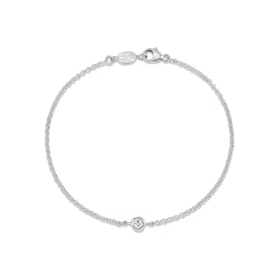 Dower & Hall Single White Sapphire Dewdrop Chain Bracelet In Gold,silver,white