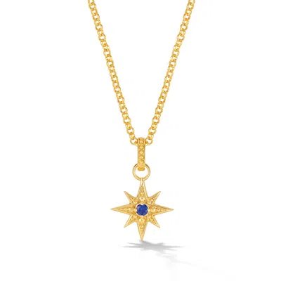 Dower & Hall Small Sapphire 'guiding Star' Narrative™ Talisman Charm Pendant In Gold