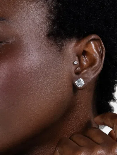 Dower & Hall Small Square Earrings In Silver
