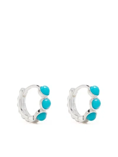 Dower & Hall Medium Azure Turquoise Huggie Hoops In Metallic