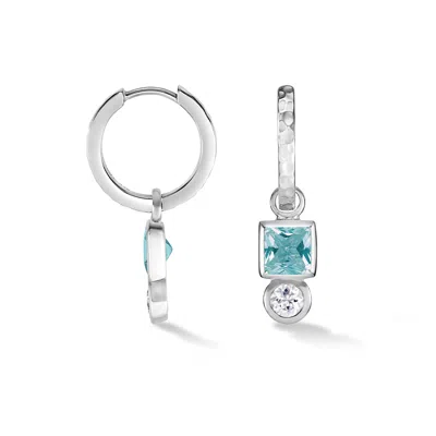 Dower & Hall Square Blue Topaz Hammered Huggie Hoops In Metallic