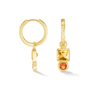 Dower & Hall Square Citrine Hammered Huggie Hoops