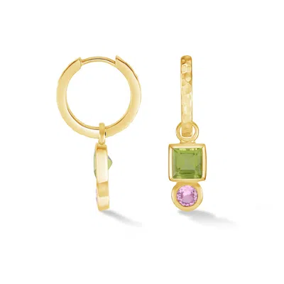 Dower & Hall Square Peridot Hammered Huggie Hoops In Gray