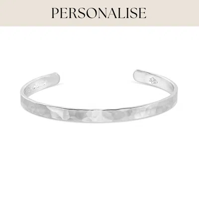 Dower & Hall Stampable Hammered Nomad Bangle In Silver