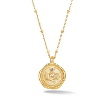 Dower & Hall Thistle Talisman Necklace In Gold