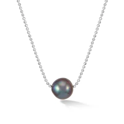 Dower & Hall Timeless 12mm Single Peacock Pearl Pendant In Black