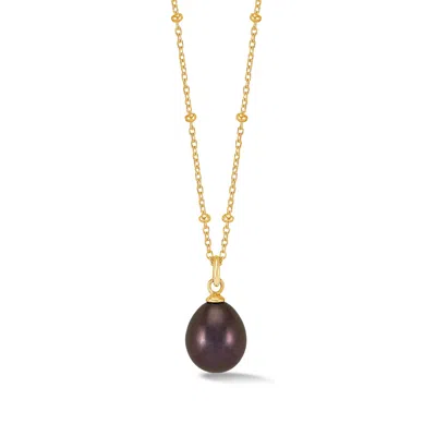 Dower & Hall Timeless Adjustable 10mm Oval Peacock Freshwater Pearl Pendant In Brown