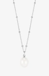 Dower & Hall Timeless Adjustable 8mm Oval White Pearl Pendant In Silver