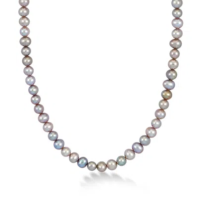 Dower & Hall Timeless Dove Grey Freshwater Pearl Necklace In Metallic
