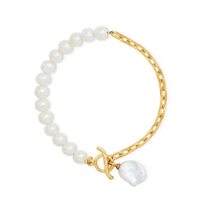 Dower & Hall Timeless Keshi Pearl Chain Bracelet In White
