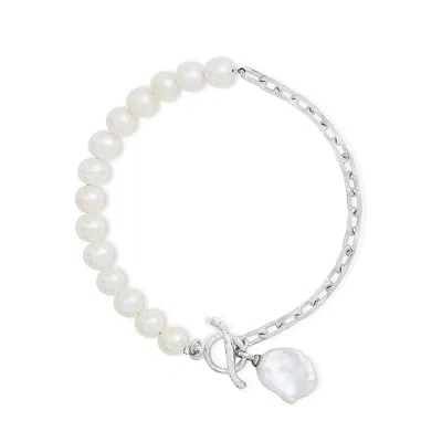 Dower & Hall Pearl Chain Bracelet In Silver