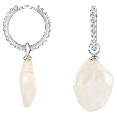 Pre-owned Dower & Hall Timeless Keshi Pearl Hoops In Sterling Silver In Multi