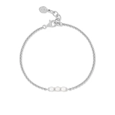 Dower & Hall Timeless Triple Pearl Row Bracelet In Silver