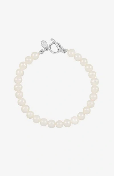 Dower & Hall Timeless White Freshwater Pearl Bracelet In Metallic