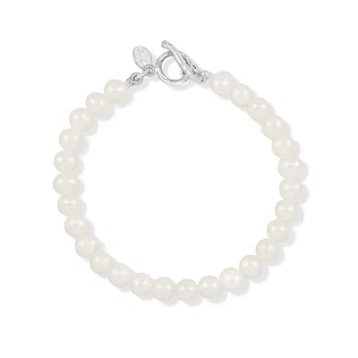 Dower & Hall Timeless White Freshwater Pearl Bracelet In Silver
