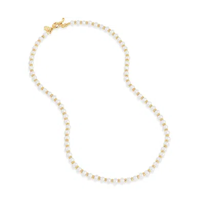 Dower & Hall Timeless White Pearl Halo Necklace In Gold