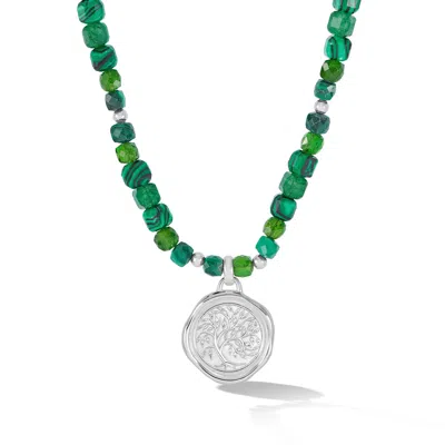 Dower & Hall 'tree Of Life' Beaded Narrative™ Talisman Necklace In Green