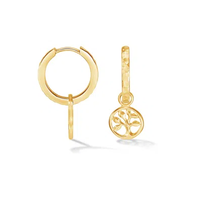 Dower & Hall Tree Of Life Narrative Huggie Hoops In Gold