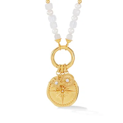Dower & Hall 'true North' Beaded Narrative™ Talisman Charm Necklace In Gold