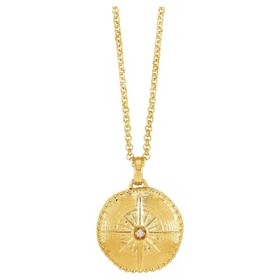 Pre-owned Dower & Hall True North Diamond Locket In 18ct Gold Vermeil In Multi