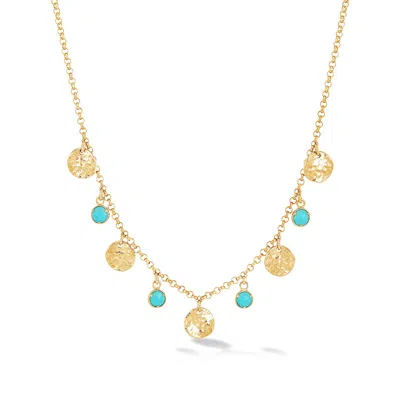 Dower & Hall Turquoise & Hammered Disc Collar Necklace In Multi
