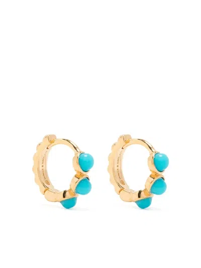 Dower & Hall Huggie Hoop Turquoise Earrings In Transparent
