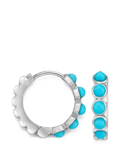 Dower & Hall Turquoise Sterling Silver Hoop Earrings In Orange