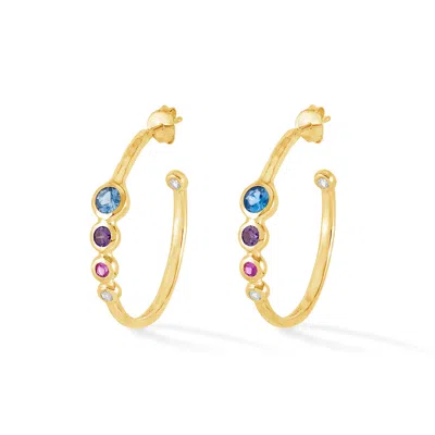 Dower & Hall 'twilight' Tutti Frutti Hoop Earrings In Gold