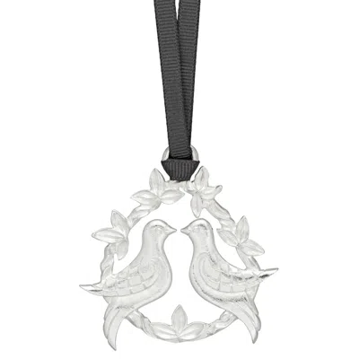 Dower & Hall Two Turtle Doves' Christmas Decoration In Silver
