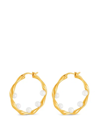 Dower & Hall Waterfall Baroque Pearl Hoop Earrings In Gold