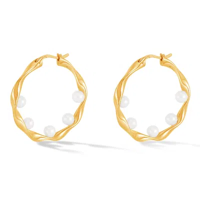 Dower & Hall Waterfall Baroque Pearl Hoops In Orange