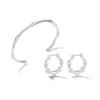 Dower & Hall Waterfall Hinged Huggie Hoops And Bangle Set In Silver