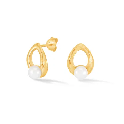 Dower & Hall Waterfall Pearl Droplet Studs In Neutral