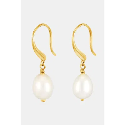 Dower & Hall White Baroque Pearl Earrings In Gold