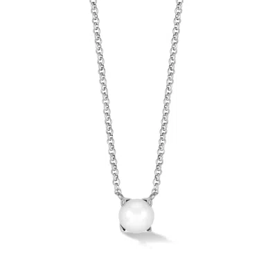 Dower & Hall White Claw-set Timeless Pearl Pendant In Silver,white