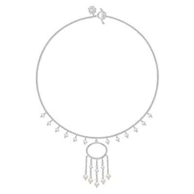Dower & Hall White Freshwater Pearl Chandelier Necklace In Silver,white