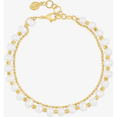 Dower & Hall White Freshwater Timeless Pearl Bracelet In Gold