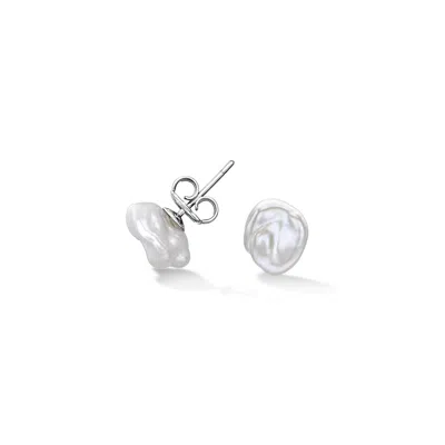 Dower & Hall White Keshi Pearl Studs In Metallic