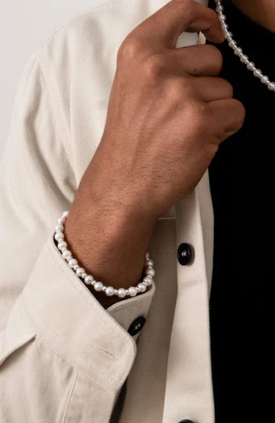 Dower & Hall White Pearl Halo Bracelet In Silver