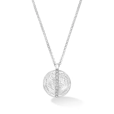 Dower & Hall White Sapphire 16mm Round Lumiere Locket In Metallic