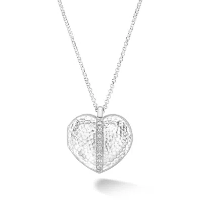 Dower & Hall White Sapphire 23mm Heart Lumiere Locket In Metallic