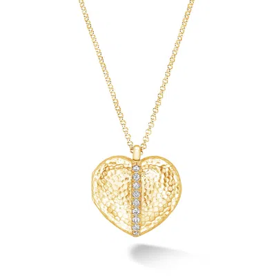 Dower & Hall White Sapphire 23mm Heart Lumiere Locket In Gold