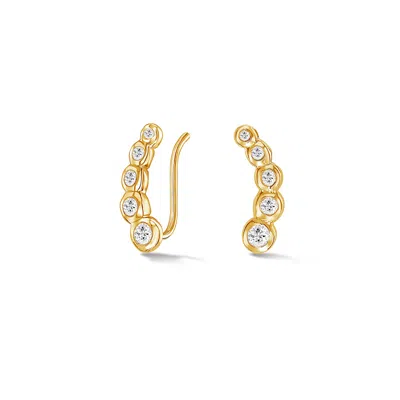 Dower & Hall White Sapphire Dewdrop Ear Climbers In Gold