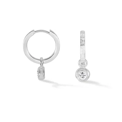 Dower & Hall White Sapphire Hammered Huggie Hoops In Silver